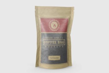 Paper-made Sealed Coffee Pouch PSD Mockup Available For Free