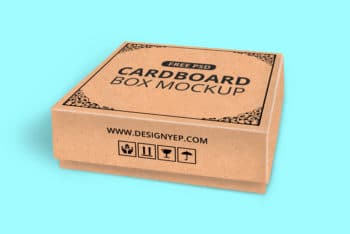 Cardboard Box PSD Mockup Available For Free