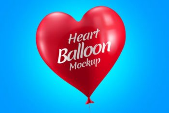 Free Lovely Heart Balloon Design Mockup in PSD