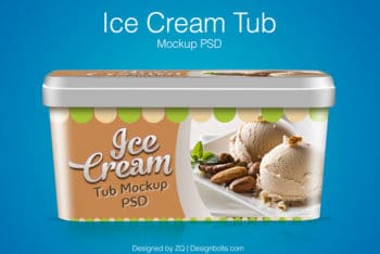 Free Sweet Ice Cream Tub Mockup in PSD