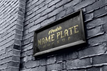Free Outdoor Wall Name Plate Mockup in PSD
