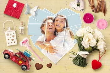 Free Love Assets Plus Photos Mockup in PSD