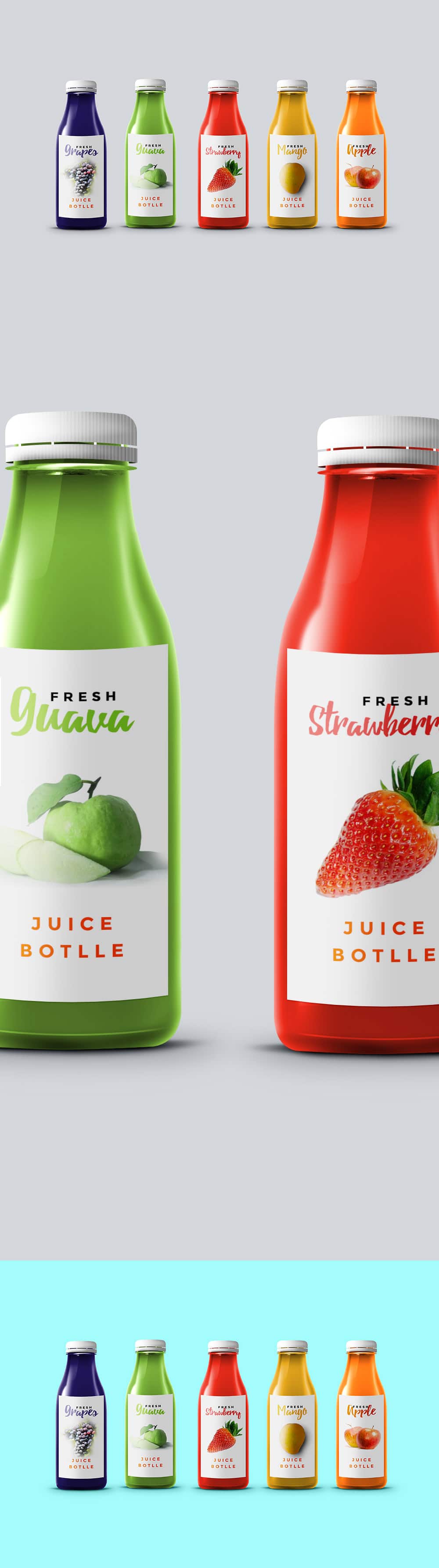 Five Fruit Juice Bottles
