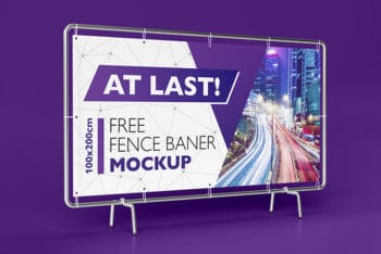 Free Realistic Modern Fence Banner Mockup in PSD
