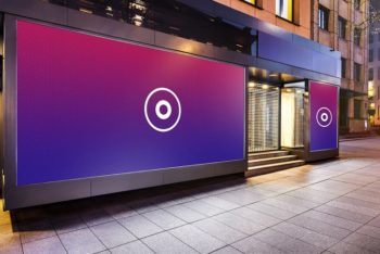 Free Shop Wall Outdoor Advertising Mockup in PSD