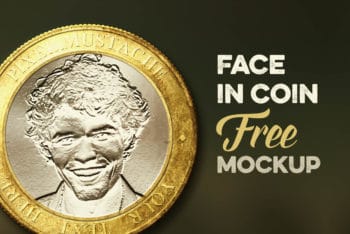 Free Customizable Face Coin Design Mockup in PSD