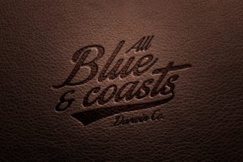 Free Leather Engraved Logo Design Mockup in PSD