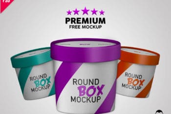 Free Premium Round Paper Box Mockup in PSD