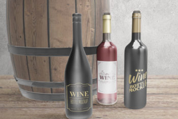 Customizable Wine Bottle PSD Mockup – A Set of 3