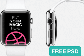 Apple Watch PSD Mockup With White & Silver Color Combinations
