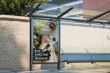 Free Bus Shelter Advertisement Mockup