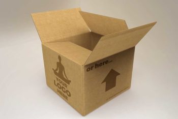 Cardboard Box Packaging Mockup In PSD