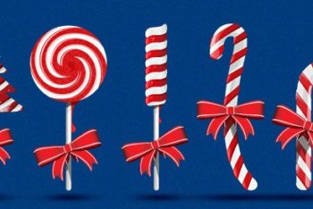 Free Sweet Christmas Candy Cane Mockup in PSD