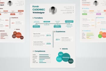 Free Modern Infographic Style Resume Mockup in PSD