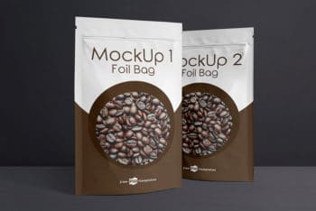 3 Free Foil Bag Mockup in PSD