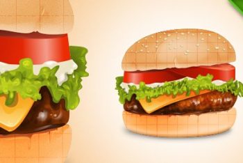 Free Illustrated Cheese Burger Mockup in PSD