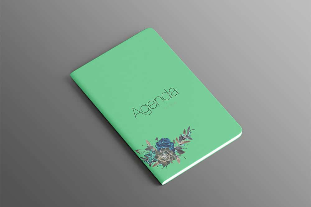 free agenda notebook mockup