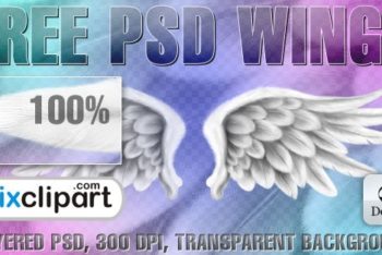 Free Angelic Feather Wings Mockup in PSD