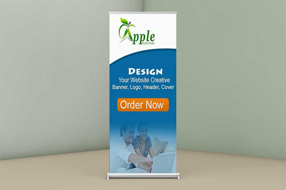 free roll-up banner psd mockup