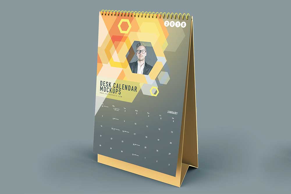 free vertical desk calendar mockup