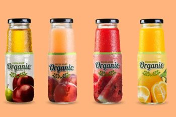 Free Download Fruit Juice Glass Bottle Mockup
