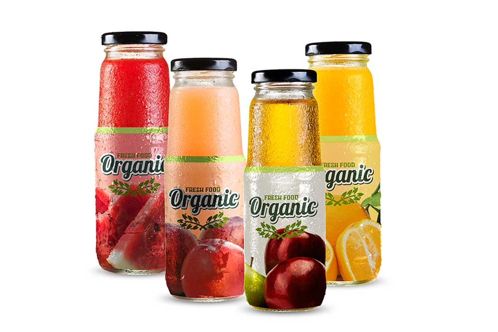 fruit juice glass bottle mockup