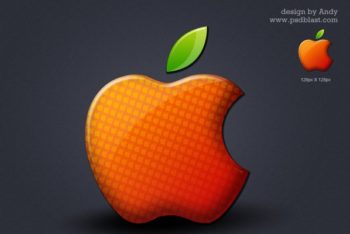 Free Colored Shiny Apple Logo Mockup in PSD