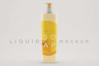 Free Tall Liquid Soap Bottle Mockup in PSD
