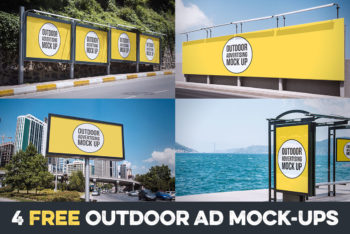 Free Multiple Outdoor Advertisement Collection Mockups