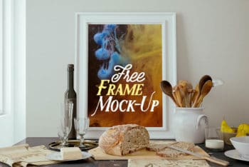 Free Classy Kitchen Frame Scene Mockup in PSD