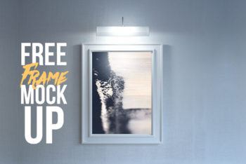 Free Wall Frame Plus Light Mockup in PSD