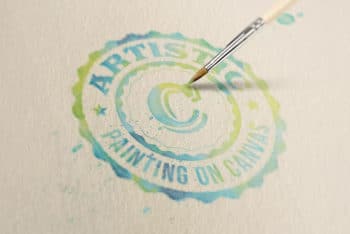Free Creative Watercolor Painting Logo Mockup in PSD