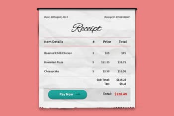Free Payment Receipt Design Mockup in PSD