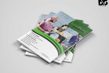 Bi-fold Brochure Design PSD Mockup Available with Useful Features