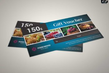 Gift Card PSD Mockup for Restaurant Business Promotion