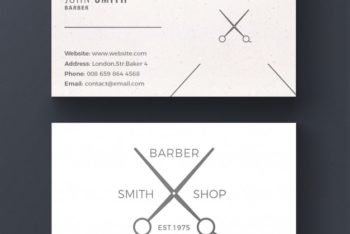 Free Barber Shop Business Card Mockup in PSD
