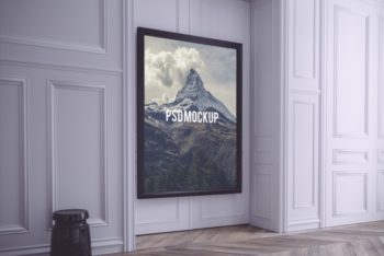 Free Huge Frame Plus Wall Mockup in PSD