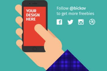 Free Flat 2D iPhone Vector Mockup in PSD