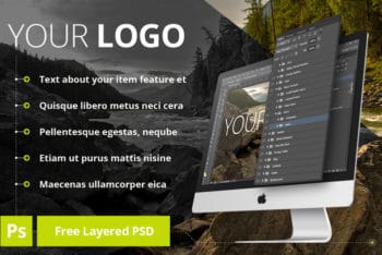 Free Layered iMac Design Mockup in PSD