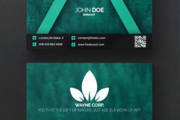 Free Green Clean Business Card Mockup in PSD
