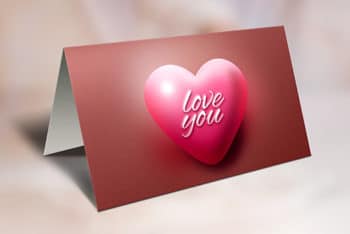 Beautiful Valentine’s Day Greeting Card PSD Mockup