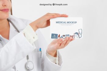 Free Doctor Holding Medical Sign Mockup in PSD