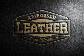 Free Shiny Leather Stamping Logo Mockup in PSD