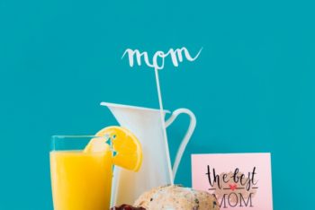 Free Mother’s Day Breakfast Mockup in PSD