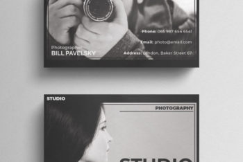 Free Dramatic Photography Business Card Mockup in PSD