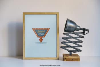 Free Weird Lamp Plus Special Frame Mockup in PSD
