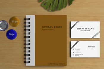 Photorealistic Spiral Notebook PSD Mockup