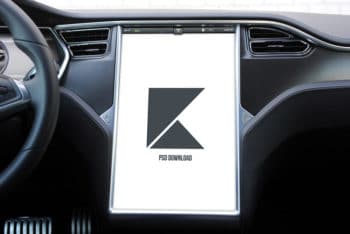 Free Tesla Electric Car Touchscreen Mockup in PSD