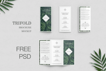 Free Trifold Brochure PSD Mockup Available with Useful Features