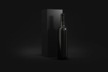 Free Dark Elegant Wine Bottle Mockup in PSD